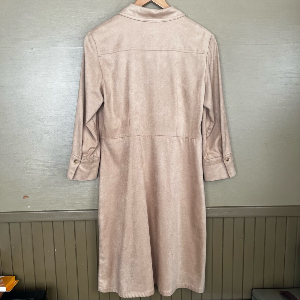 Talbots Faux Suede Shirt Dress Vintage Korea Size 8 - Picture 6 of 9